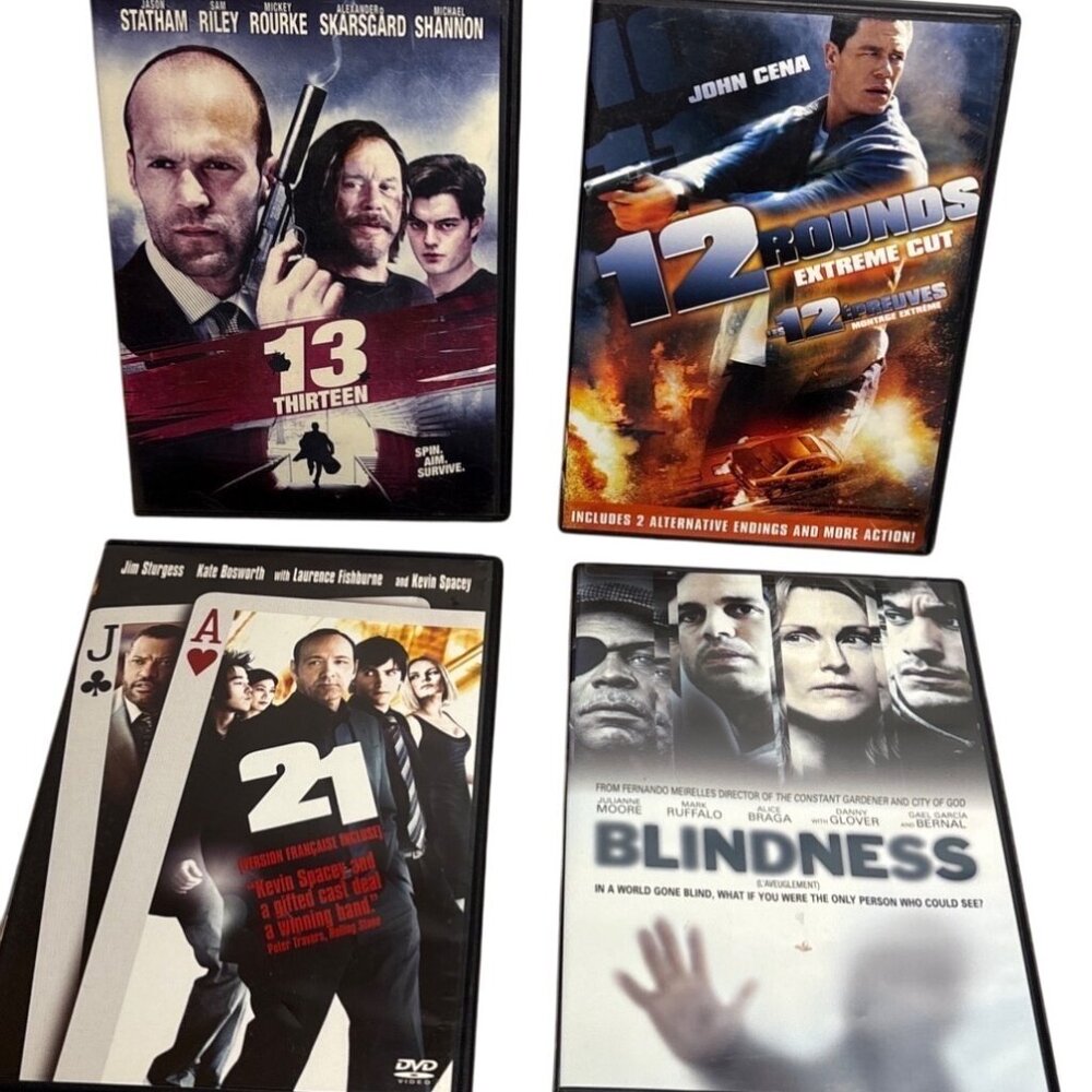 Action Movie DVD Lot of 4 Blindness, 13 Thirteen, 12 Rounds, 21